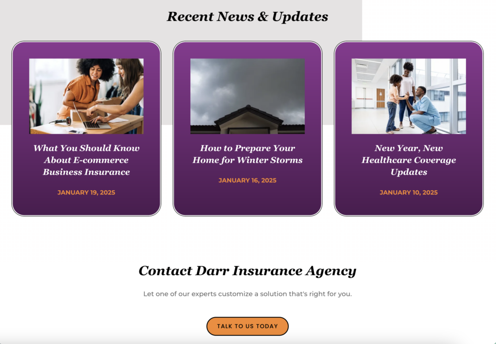insurance agency blog feature